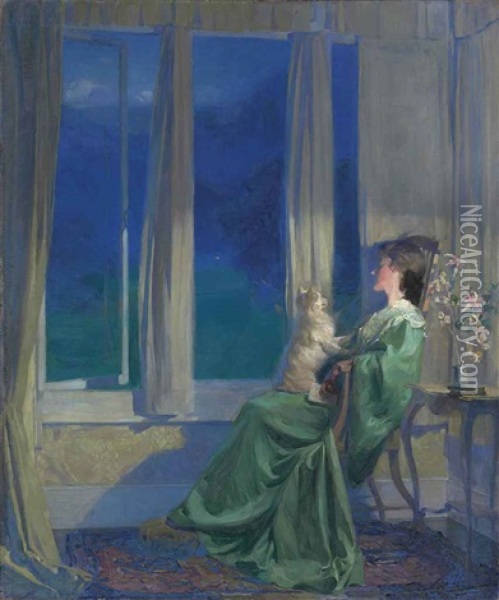 When The Blue Evening Slowly Falls Oil Painting - Frank Bramley