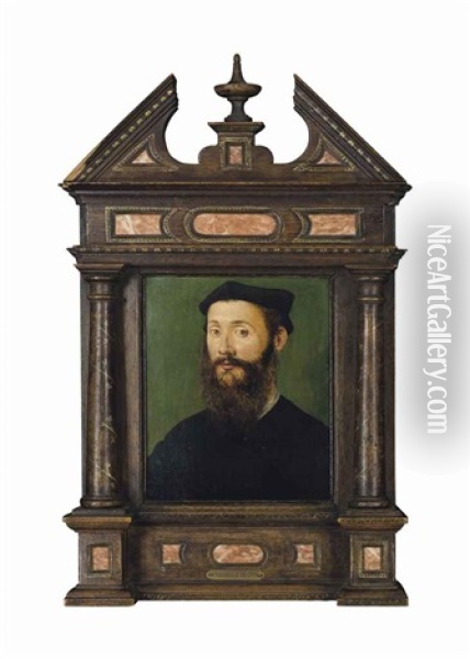 Portrait Of A Man, Bust-length, In A Black Cap Oil Painting -  Corneille de Lyon