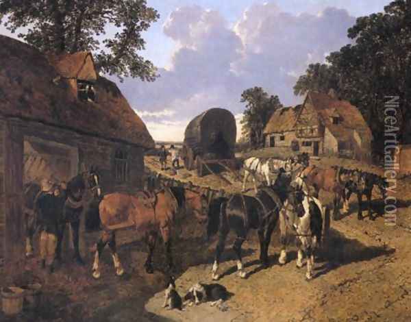 A Change Of Horses Oil Painting - John Frederick Herring Snr