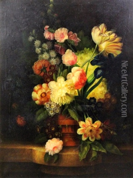 Still Life With Vase Of Flowers Oil Painting - Niccolo Cannicci