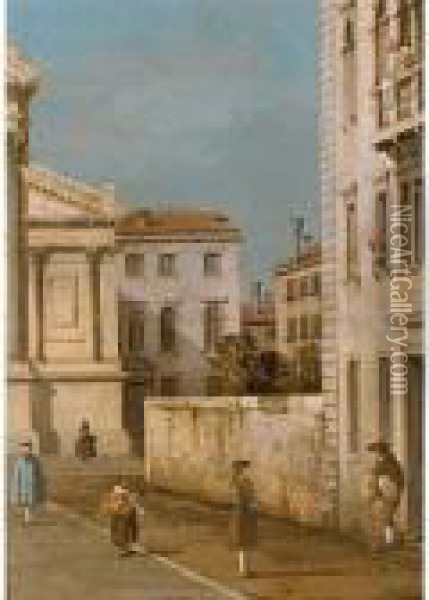 S. Francesco Della Vigna: Church And Campo Oil Painting - (Giovanni Antonio Canal) Canaletto