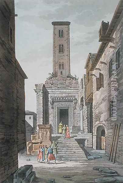 Temple of Aesculapius, Split, Yugoslavia, c.1820 Oil Painting - Vittorio Raineri