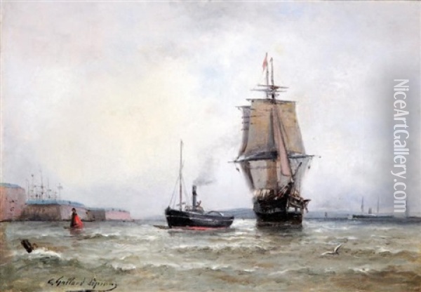 Sortie De Port Au Havre Oil Painting - Paul Charles Emmanuel Gallard-Lepinay