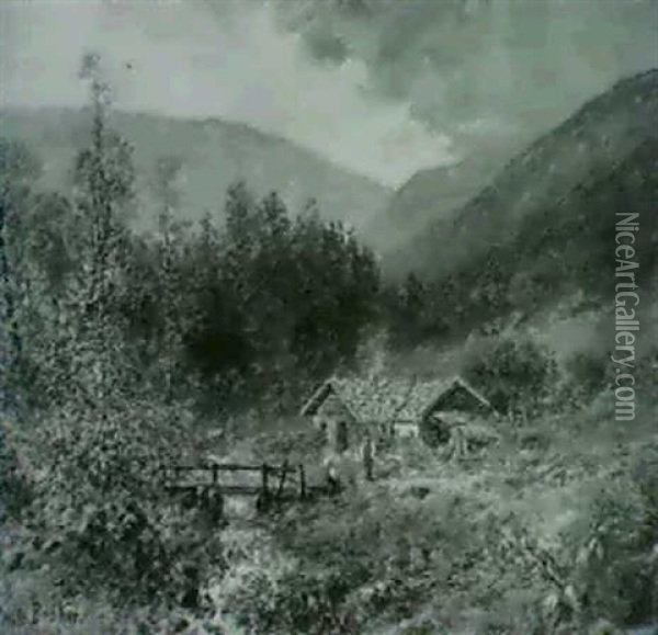Kleines Bauernhaus Im Gebirge Oil Painting - Wilhelm Broker