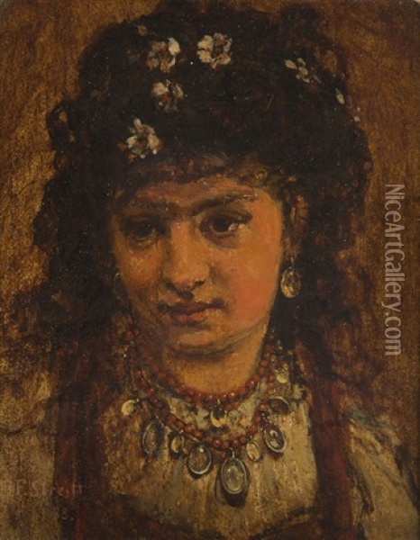 Gypsy Woman Oil Painting - Franciszek Streitt