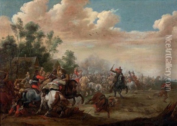 Scene De Bataille Oil Painting - Pieter Molenaer