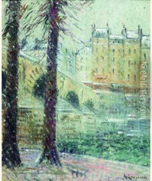 Le Pont Marie, Effet De Neige Oil Painting - Gustave Loiseau