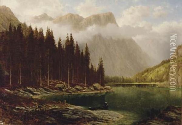 Lake In The Mountains Oil Painting - Georg Engelhardt