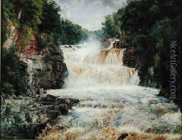 Swallow Falls Bettws y Coed North Wales Oil Painting - Edwin Frederick Holt