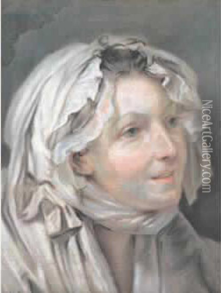  Etude De Jeune Femme  Oil Painting - Jean Baptiste Greuze