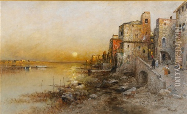 Solnedgang Oil Painting - Wilhelm von Gegerfelt