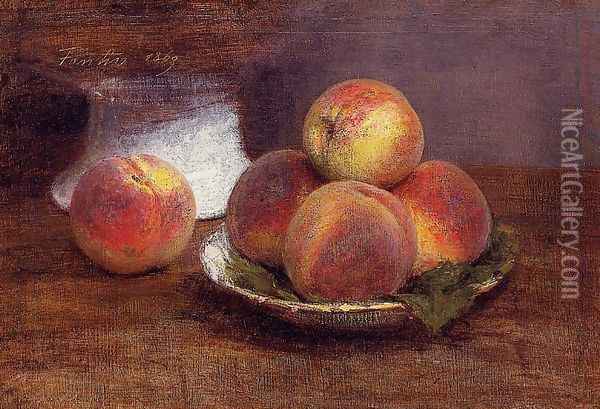 Bowl of Peaches Oil Painting - Ignace Henri Jean Fantin-Latour