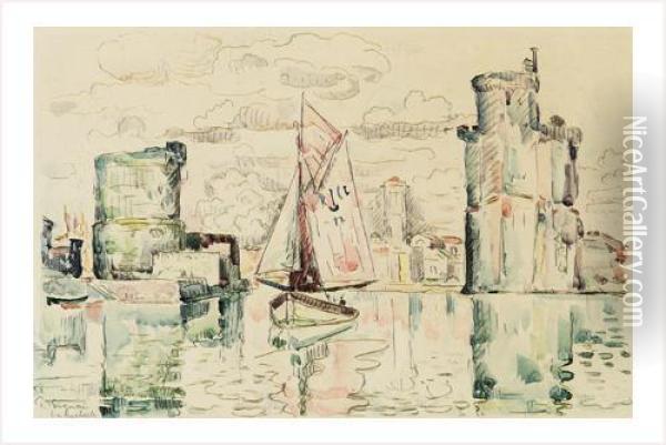 La Rochelle, Voiliers Sortant Du Port Oil Painting - Paul Signac