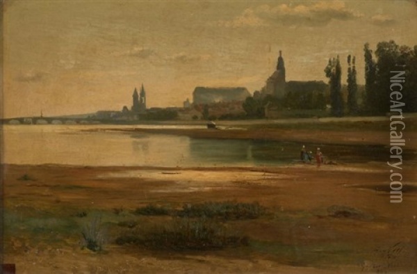 Vue De La Loire A Blois Oil Painting - Noel Gustave