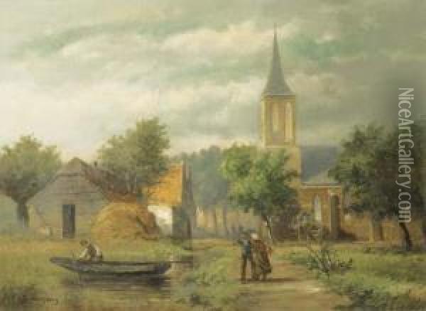 A Tranquil Village Oil Painting - Piet Schipperus
