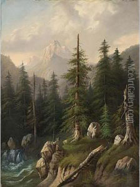 Gebirgslandschaft Aus Tirol Oil Painting - Eduard Boehm