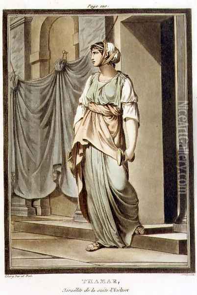 Thamar, an Israelite in the Retinue of Esther, costume for 'Esther', from Volume I of 'Research on the Costumes and Theatre of All Nations', 1802 Oil Painting - Philippe Chery