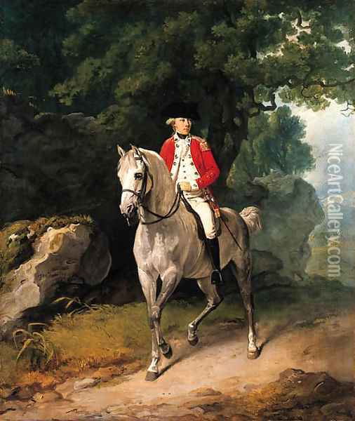 Equestrian portrait of Sir Henry Pigot (1750-1840) Oil Painting - Francis Wheatley
