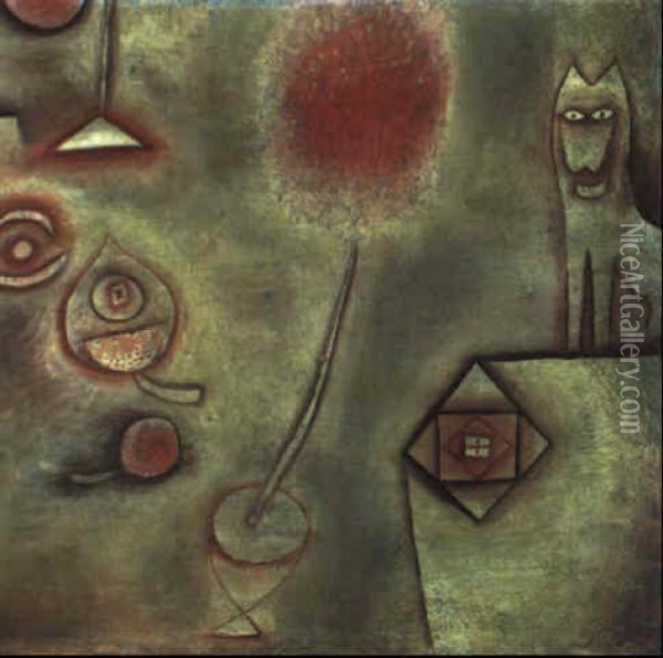 Stilleven Mit Tierstatuette Oil Painting - Paul Klee