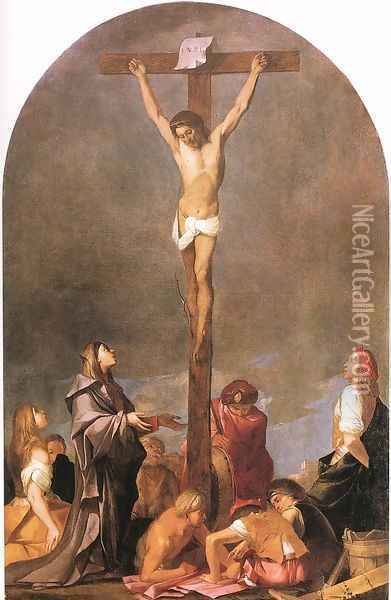 Crucifixion c. 1648 Oil Painting - Giulio Carpioni