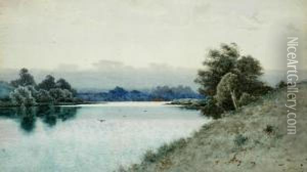 River Landscape Oil Painting - Henri Tebbitt