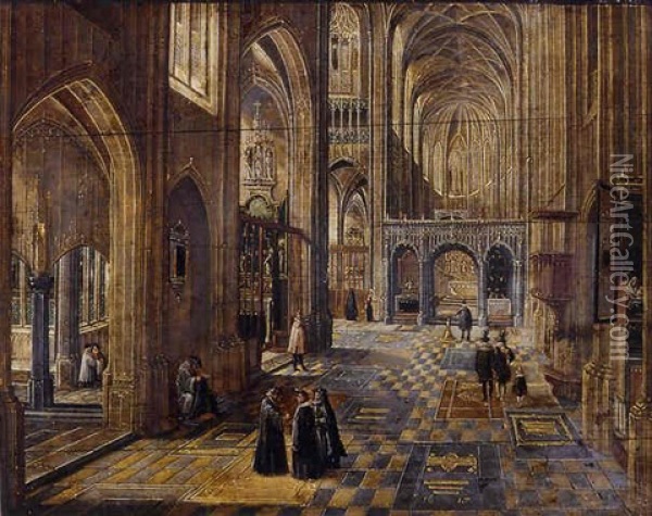The Interior Of A Gothic Church Oil Painting - Peeter Neeffs the Elder