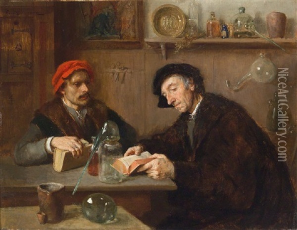 The Scientist Oil Painting - Ernst Karl Georg Zimmermann