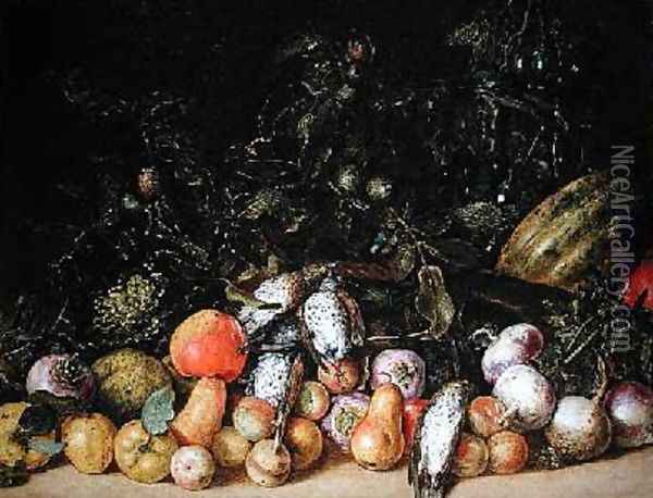 Still Life with Fruit and Vegetables Oil Painting - Gottfried Libalt