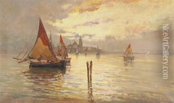Fischerboote Vor Venedig Oil Painting - Bartolomeo Bezzi