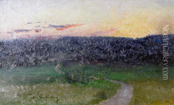 Skymningslandskap Oil Painting - Johan Kindborg