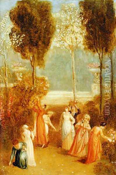 The Garden, c.1820 Oil Painting - Thomas Stothard