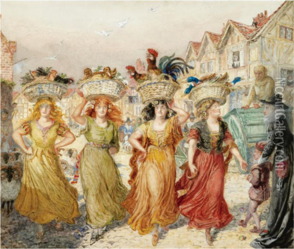 The Witches Going To Market Oil Painting - Alice Boyd