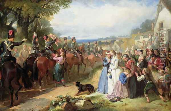 The Girls We Left Behind Us - The Departure of the 11th Hussars for India Oil Painting - Thomas Jones Barker