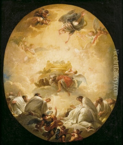 La Adoracion Del Cordero Mistico Por Los Veinticuatro Ancianos Del Apocalipsis Oil Painting - Mariano Salvador de Maella