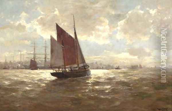 Sailing into the harbour Oil Painting - Erwin Carl Wilhelm Gunther