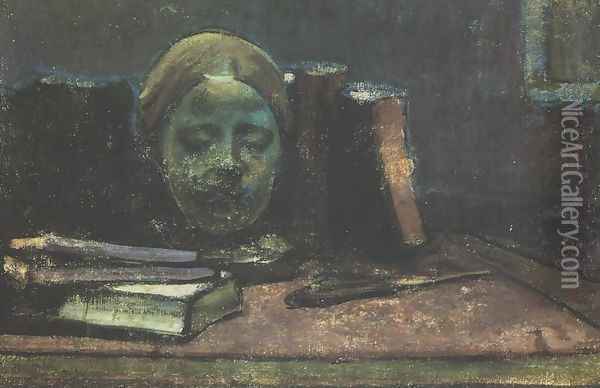 Mask and Books Oil Painting - Wladyslaw Slewinski
