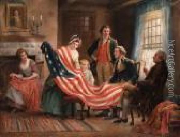 Examining The Flag Oil Painting - Jennie Augusta Brownscombe