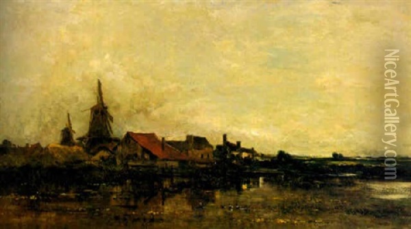 La Meuse A Dordrecht Oil Painting - Charles Francois Daubigny