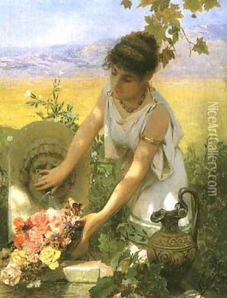 Girl at the Spring Oil Painting - Henryk Hector Siemiradzki