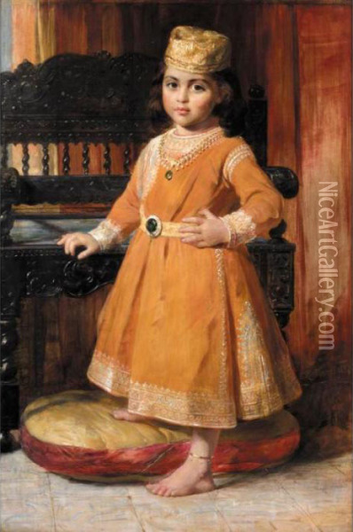 Portrait Of Prince Victor Albert, Eldest Son Of The Maharaja Duleep Singh Oil Painting - George Richmond