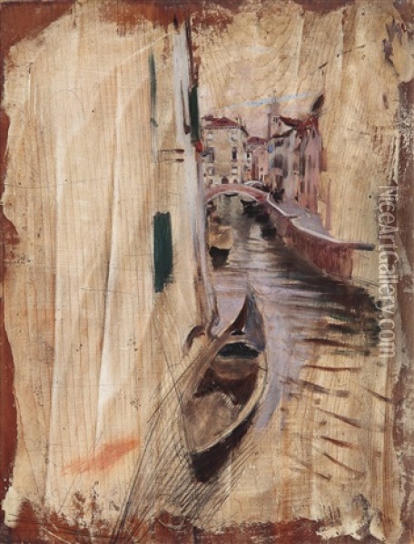 Blick In Einen Venezianischen Kanal Oil Painting - Giovanni Boldini