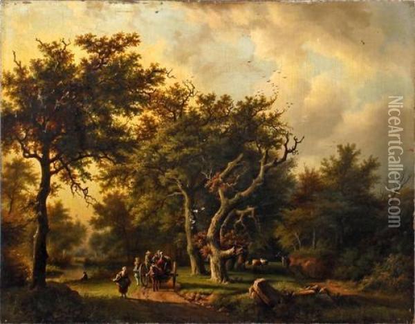The Woodland Road In Autumn Oil Painting - Barend Cornelis Koekkoek