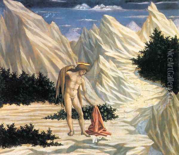 St John in the Wilderness (predella 2) c. 1445 Oil Painting - Domenico Veneziano