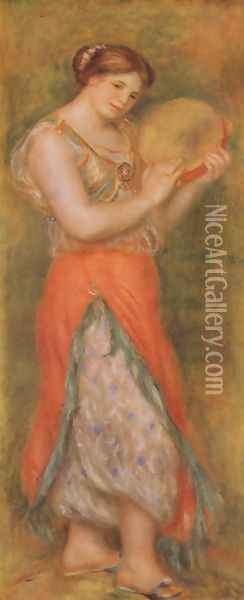 Dancer with tambourine Oil Painting - Pierre Auguste Renoir