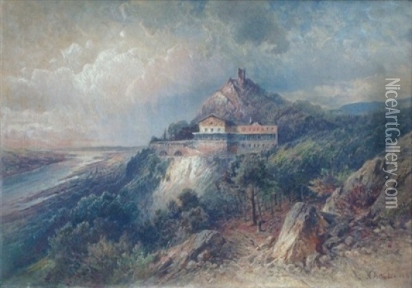 Landscape With Mountain House Oil Painting - Nicolai Von Astudin