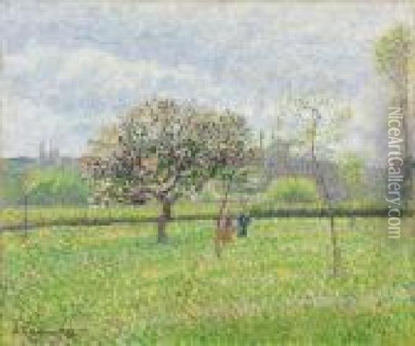 Pommiers Enfleurs, Eragny Oil Painting - Camille Pissarro