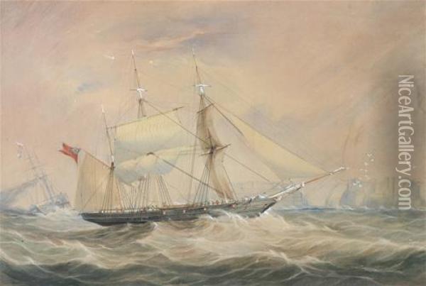 Ship At Sea Oil Painting - Frederick Garling