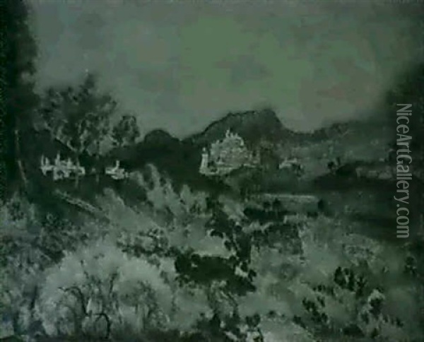 The Hills Of Fiesole Oil Painting - Arthur B. Davies