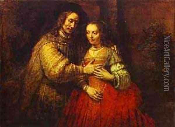 Isaac And Rebecca (The Jewish Bride) 1666 Oil Painting - Harmenszoon van Rijn Rembrandt
