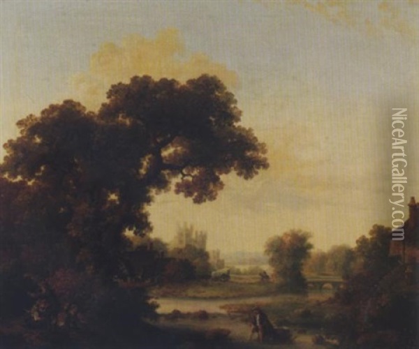 View Of Worcester From The River Oil Painting - George Smith of Chichester